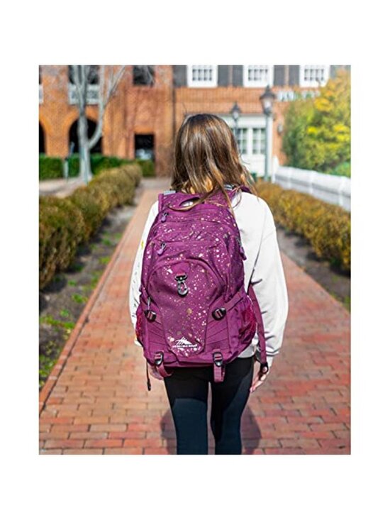 Backpack Travel Work Bookbag Tablet Sleeve Maroon Copper Splatter One Size main image 6